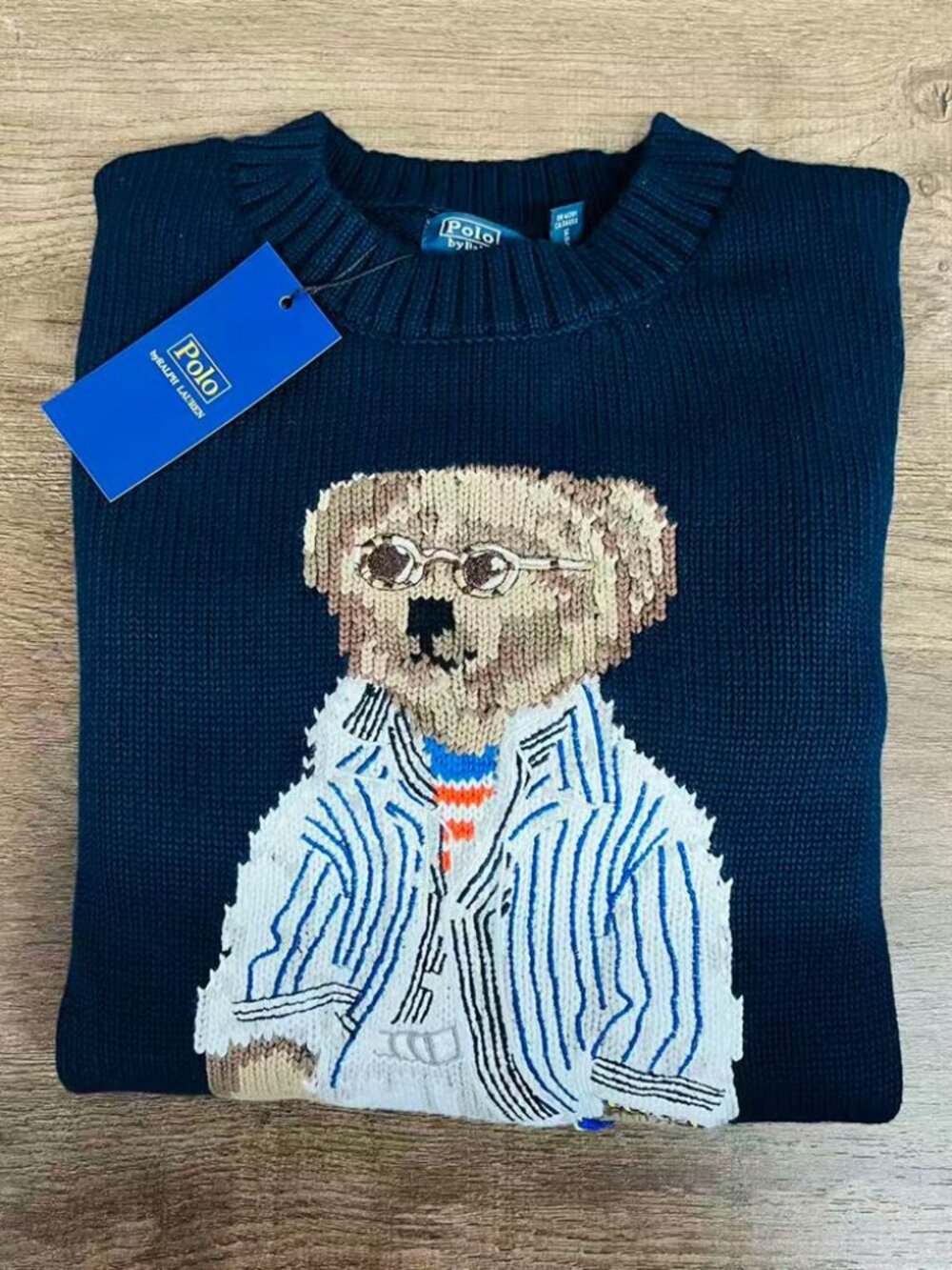 Ralph Lauren Navy Polo Bear Knit Sweater - Picture 8 of 8